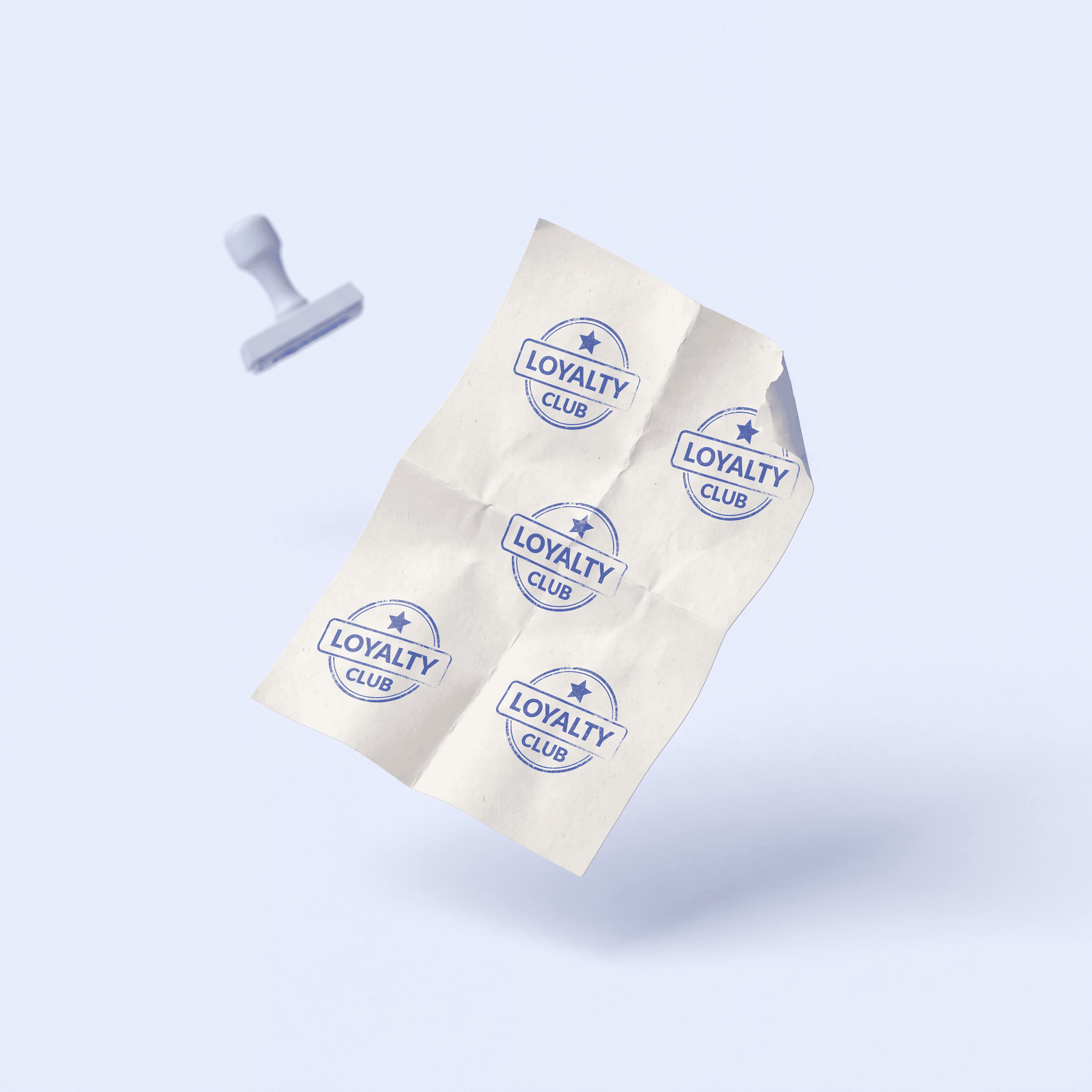 Carte de fidélité papier froissée avec des tampons Loyalty Club
